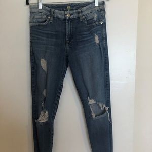 Distressed 7 For All Mankind straight leg jean